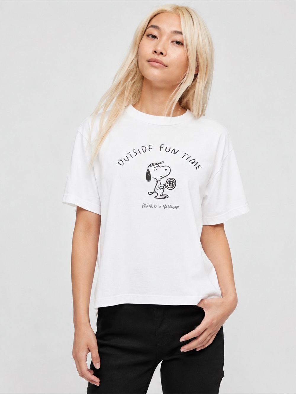 Uniqlo UT Yu Nagaba Peanuts Snoopy Tennis Graphic T Shirt White Size S